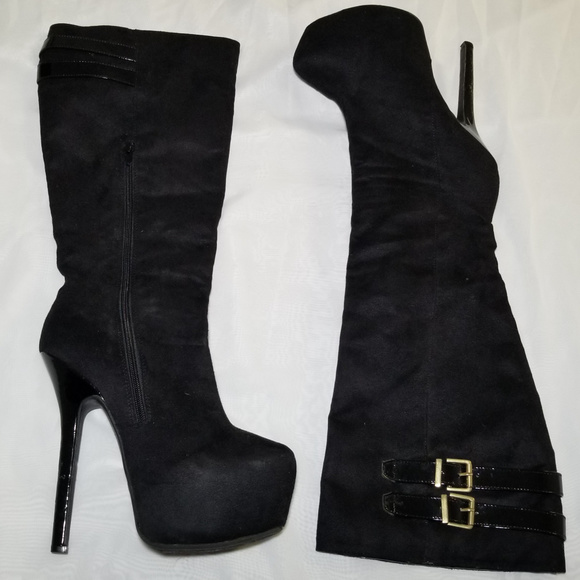 Scene Weaver Shoes - Meli by Scene Black Platform Knee High Boots